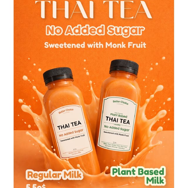 Vegan Thai Ice Tea NO SUGAR ADDED (No Ice).