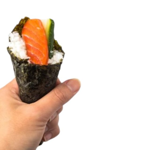 Smoked Salmon Hand Roll / Temaki (Cooked).
