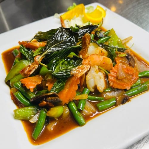 Spicy Basil Jumbo Shrimp.