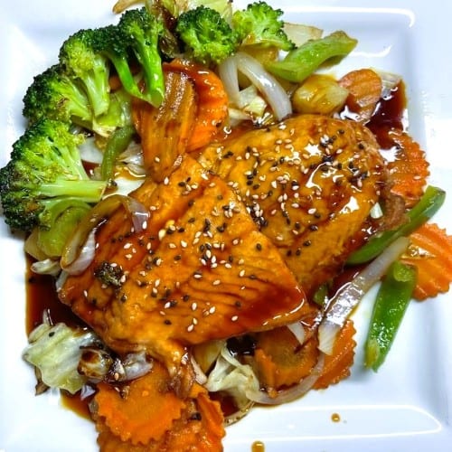 2 Pieces Salmon Teriyaki.