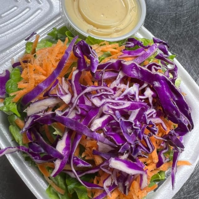 House Salad with Peanut Dressing.